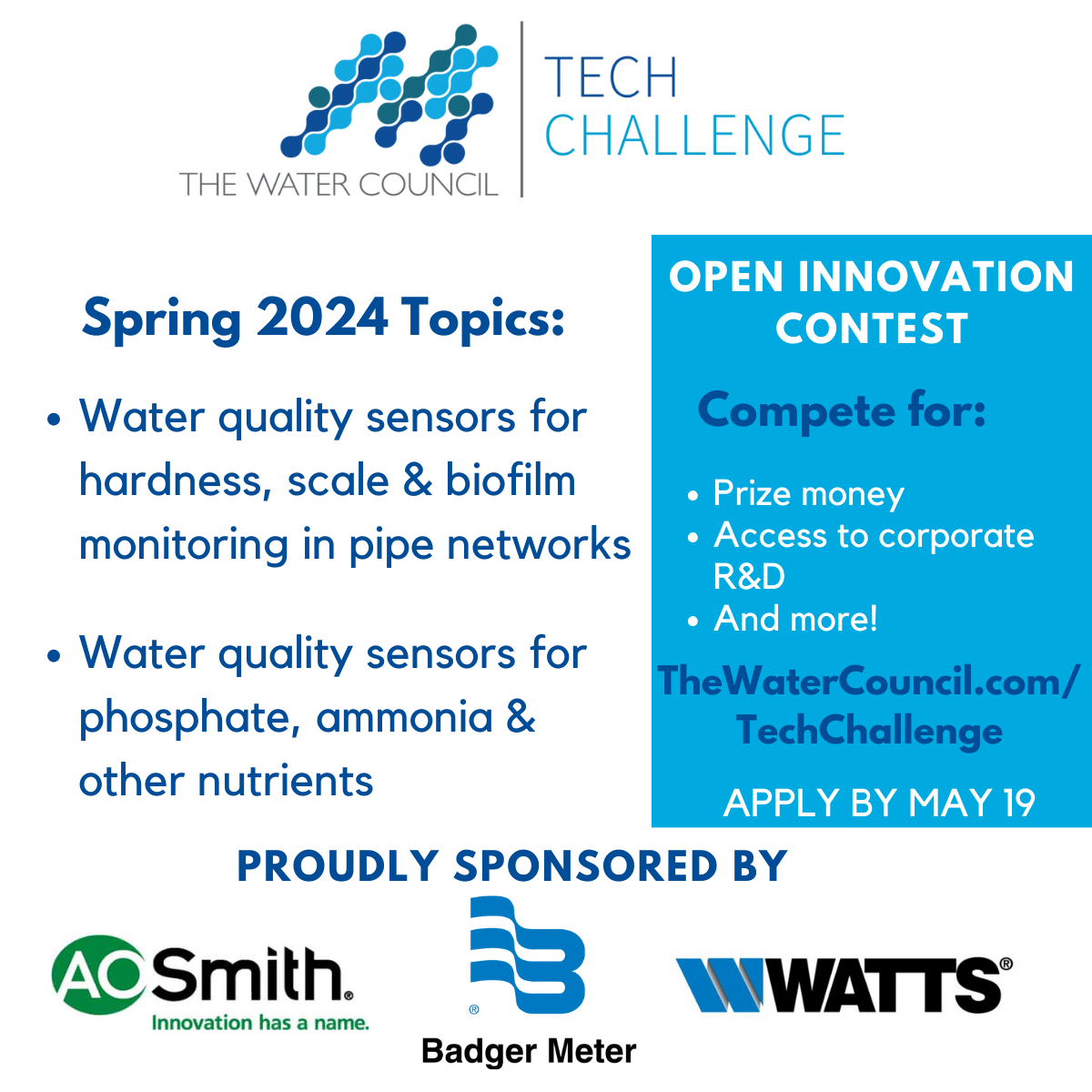 Seeking sensor solutions! Do you have a water quality sensor to detect phosphorus or hardness in water? If so, please consider applying to our c...