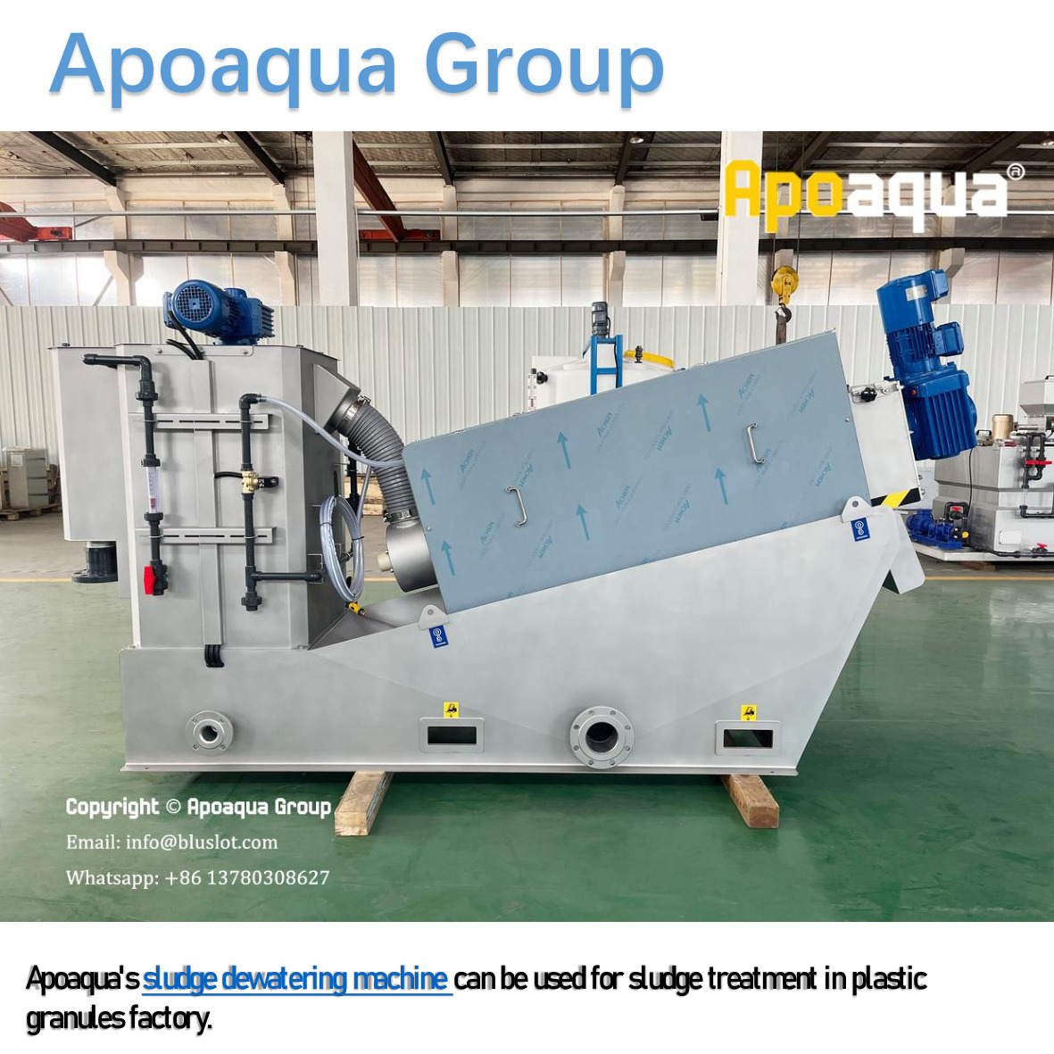 Apoaqua Dewatering Screw Press Machine for Plastic Factory Wastewater