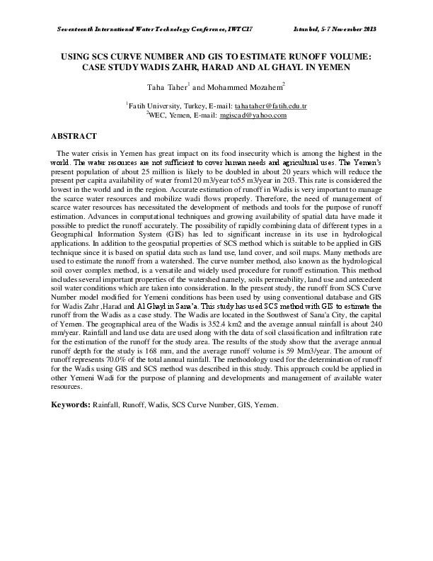 Water Runoff with Gis in Yemen 2014 