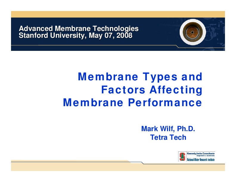 Membrane Types and  Factors Affecting Membrane Performance