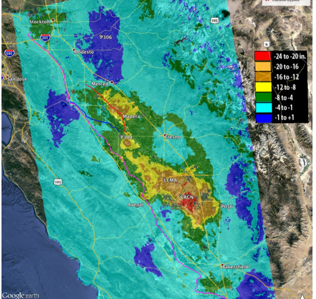 Despite Drought-reducing Rains, Central California Continues to Sink