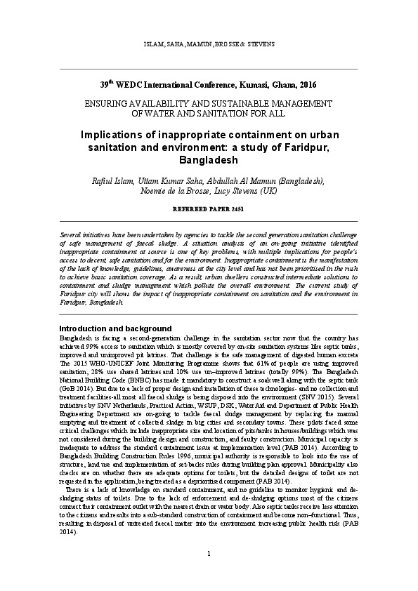 Faecal Sludge Management (FSM)