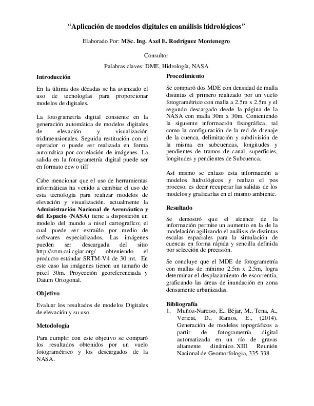 Aplicación de modelos digitales en análisis hidrológicos