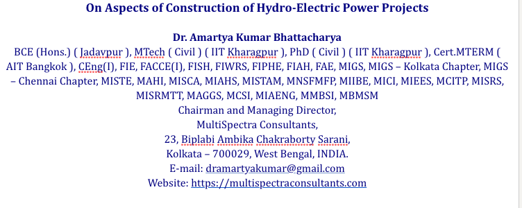 On Aspects of Construction of Hydro-Electric Power Projects