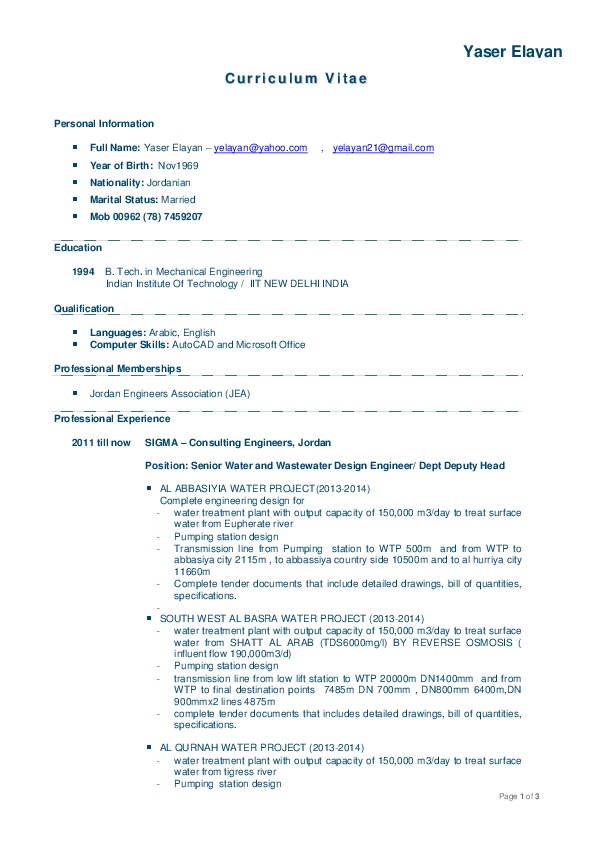 YASER ELAYAN, sigma consulting engineer - deputy dept manager / water and wastewater