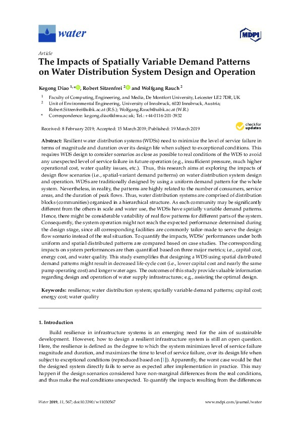 The Impacts of Spatially Variable Demand Patterns on Water Distribution System Design and Operation