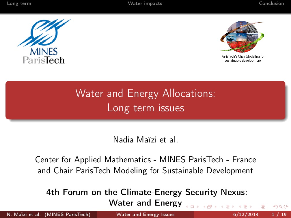 Water and Energy Allocations: Long Term Issues - 2014
