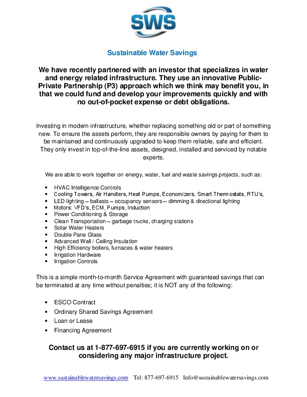 Do you have great technology in the energy, waste or water saving sector, or are involved in a large conservation project, and funding or financ...