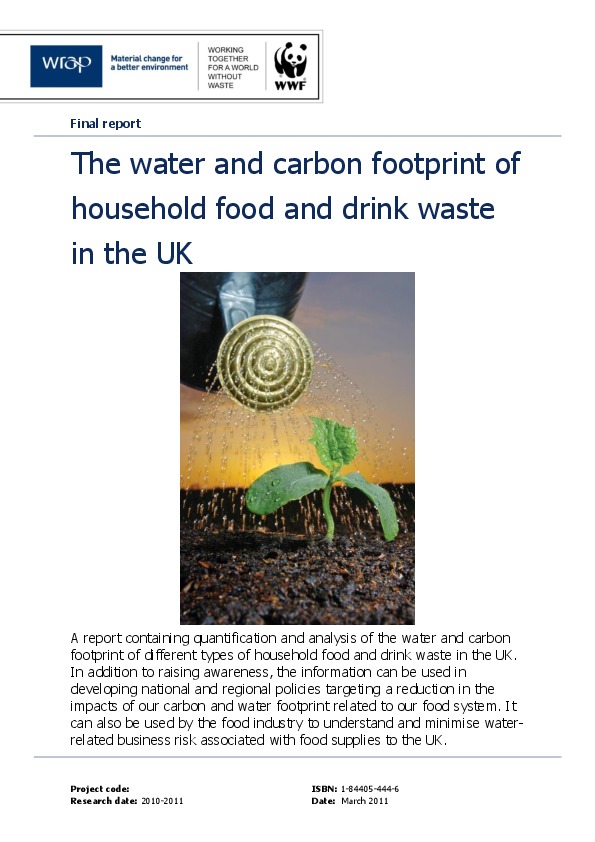 The water and carbon footprint of household food and drink waste in the UK