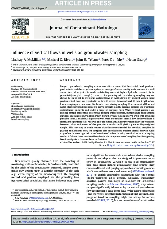 Influence of vertical flows in wells on groundwater sampling