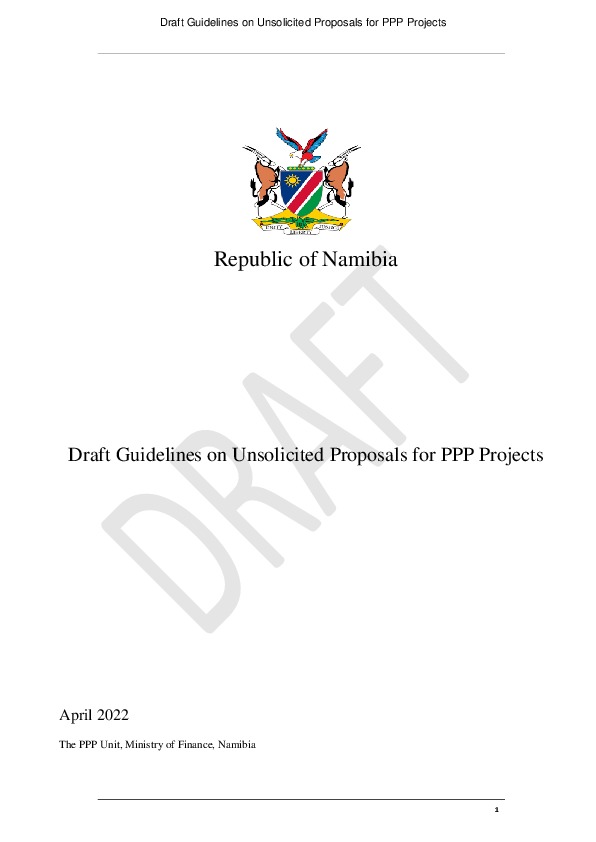 Namibia through the Public-Private Partnership doctrine is accepting unsolicited Public-Private Partnership project proposal&rsquo;s in the resource...