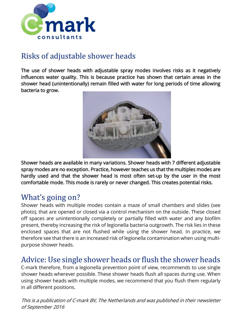 Bacteria / Legionares in the shower head and shower hose? - Sparcio