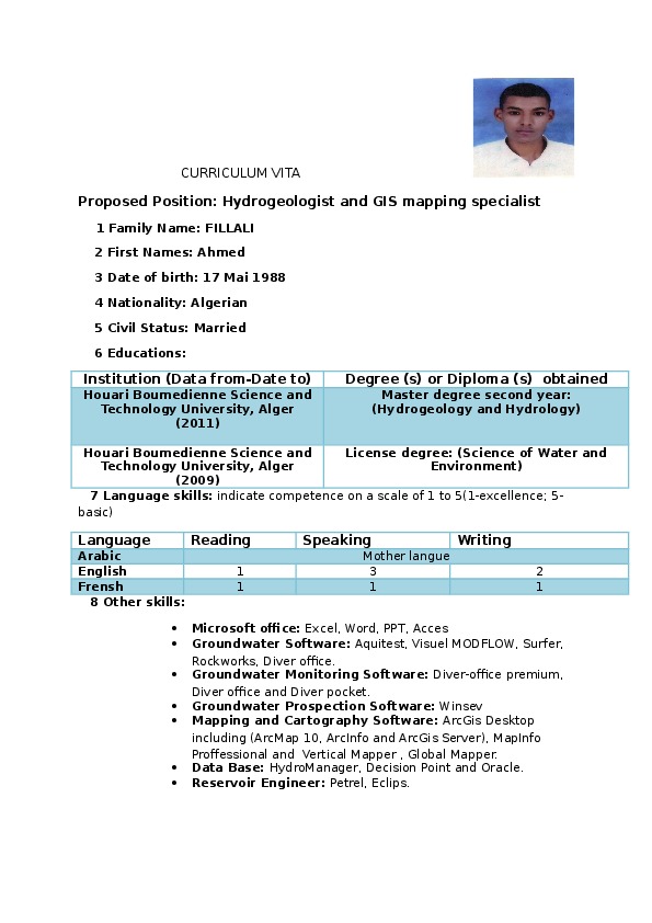 FILLALI Ahmed, Hydrogeologiste et cartographie SIG spécialiste  chez l Obsevatoire de la Foggara