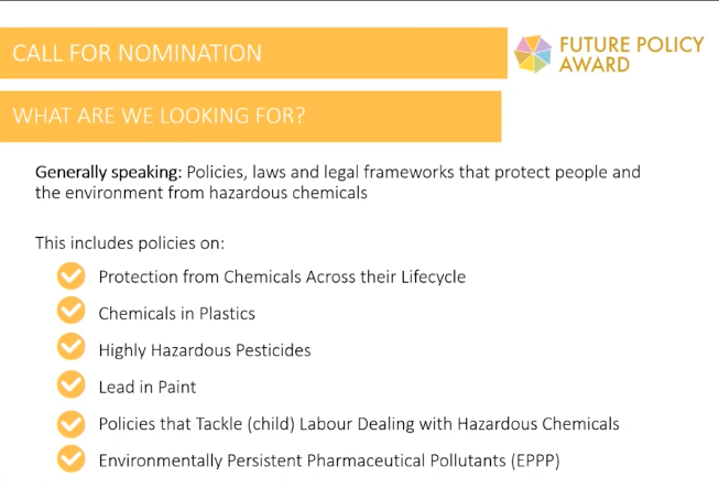 Webinar: Future Policy Award - Protection from Hazardous Chemicals
