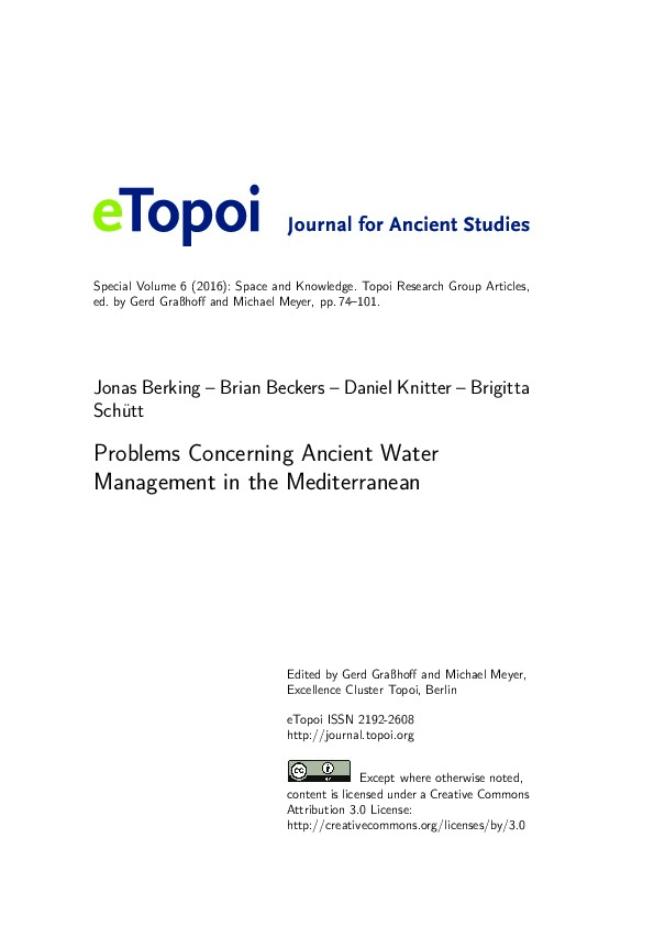 Problems Concerning Ancient Water Management in the Mediterranean