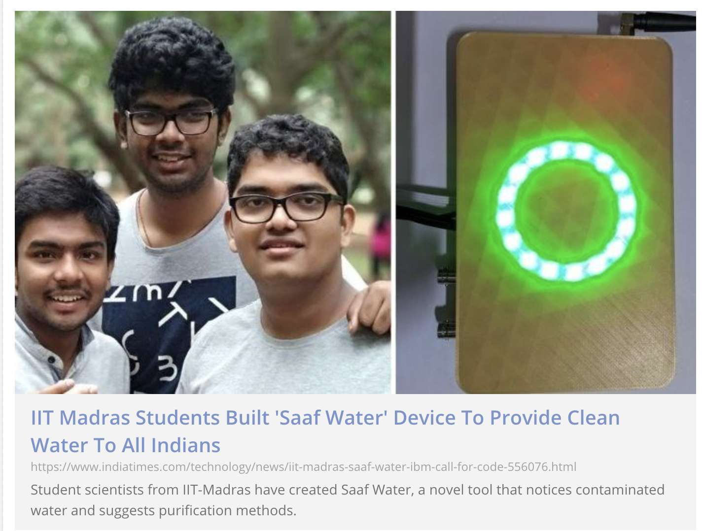 IIT Madras Students Built &#039;Saaf Water&#039; Device To Provide Clean Water To All Indians inspired by their Mom&#039;s illnesshttps://thewaternetwork.com/_...