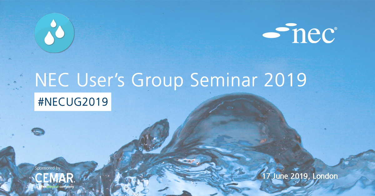 Don&#39;t miss NEC USERS&#39; GROUP SEMINAR 2019 - 17 June 2019 (London) &nbsp; In alignment with Institution of Civil Engineers Year of the Wat...