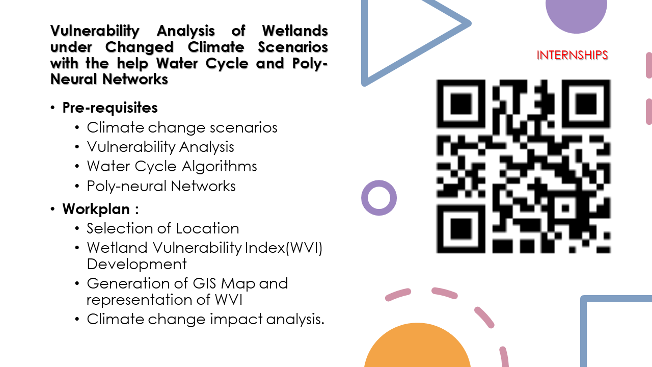 New Internship Opportunity on Vulnerability Analysis of Wetlands