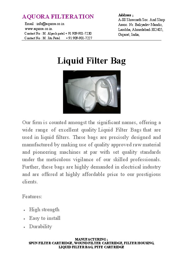 LIQUID FILTER BAG