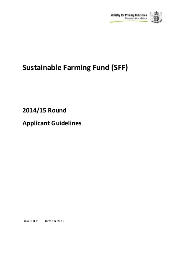 Sustainable Farming Fund 2014 - 2015