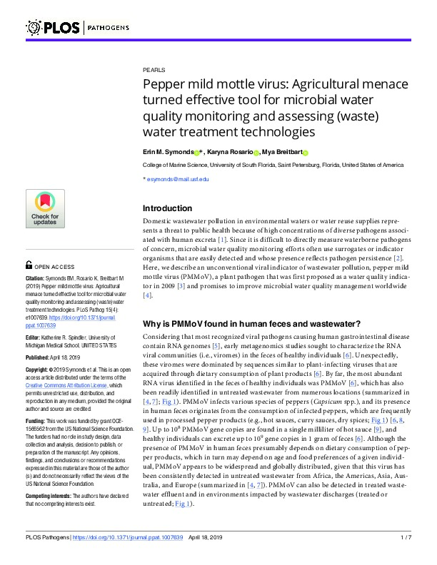 Agricultural Menace Turned Effective Tool for Microbial Water Quality Monitoring