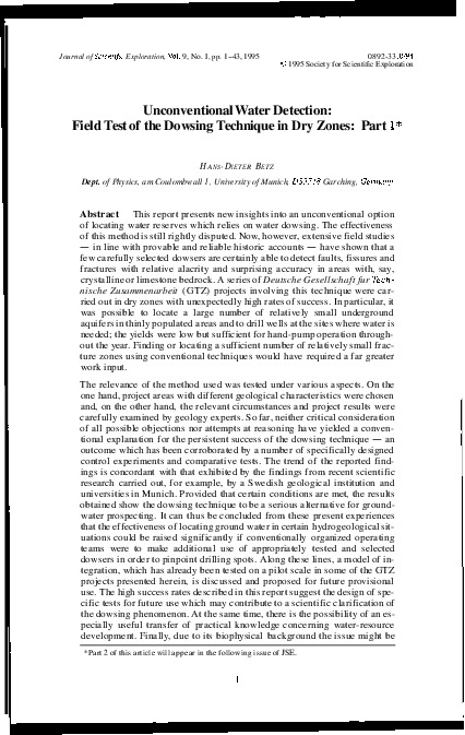 Unconventional Water Detection - H D Betz - part 1