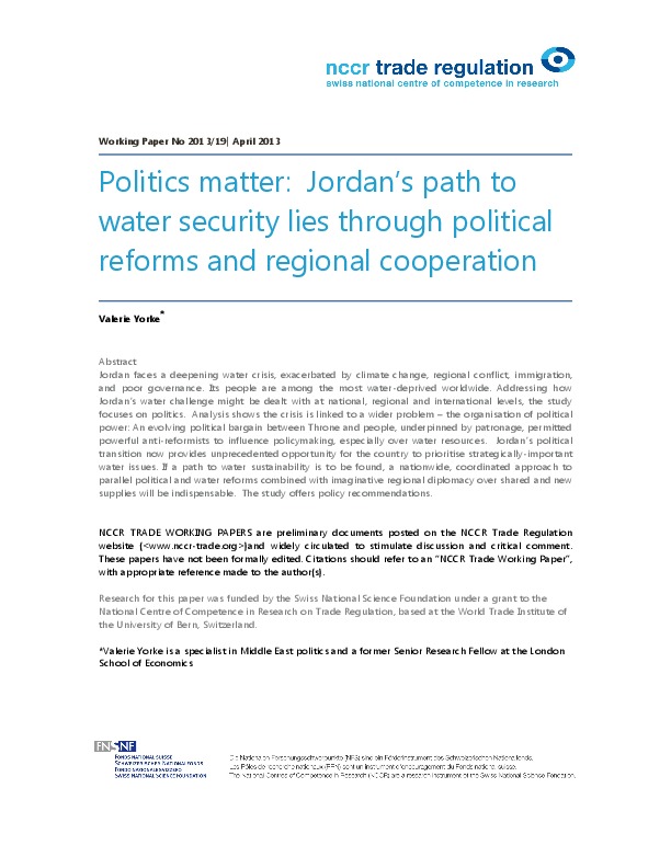 Jordan Water Policy 2013