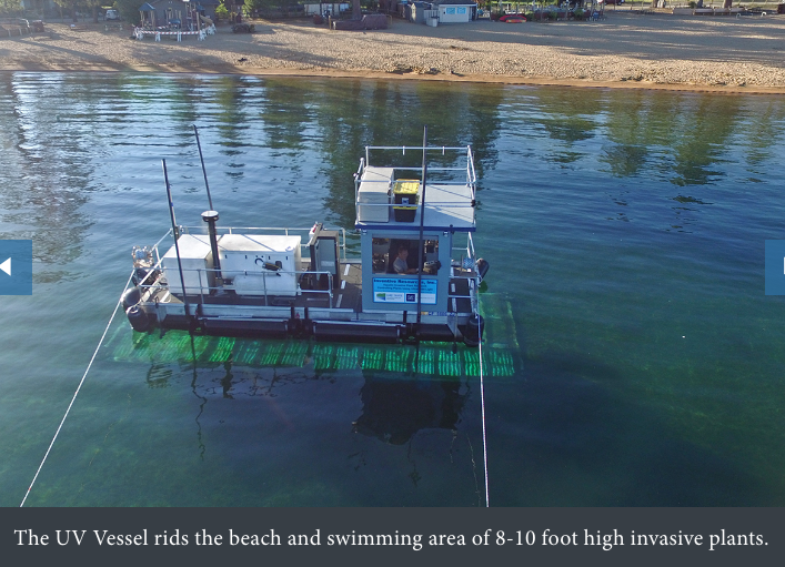 Vessel equipped with UV attacks invasive aquatic plants at Tahoe PPP