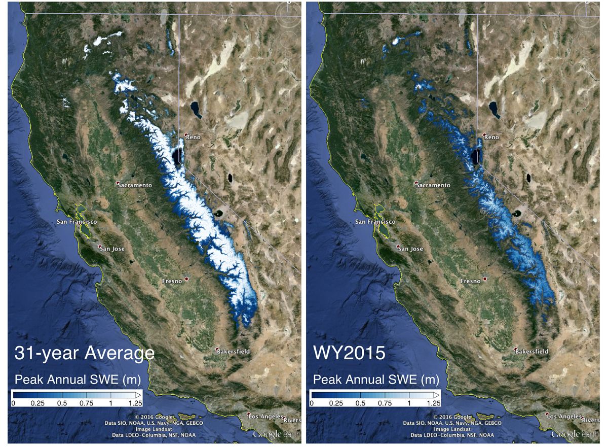 Sierra Nevada snowpack deficit not likely to recover from drought until 2019