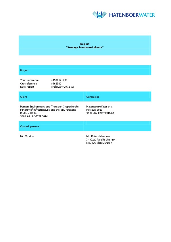 Report - Sewage treatment plants