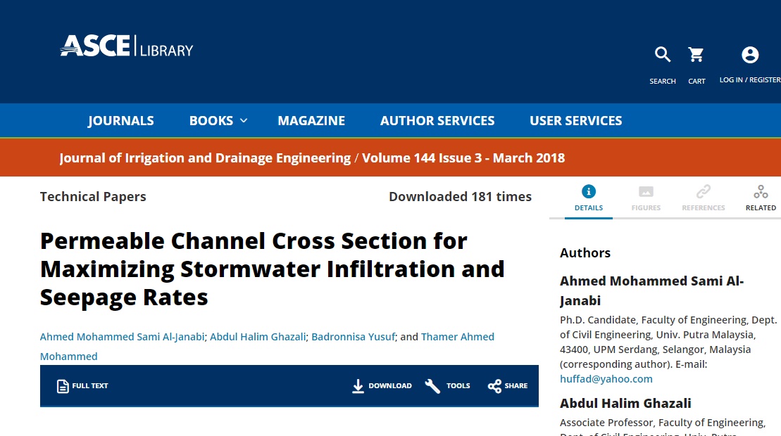&nbsp; Permeable Channel Cross Section for Maximizing Stormwater Infiltration and Seepage RatesAhmed Mohammed Sami Al-Janabi;&nbsp;Abdul Halim G...