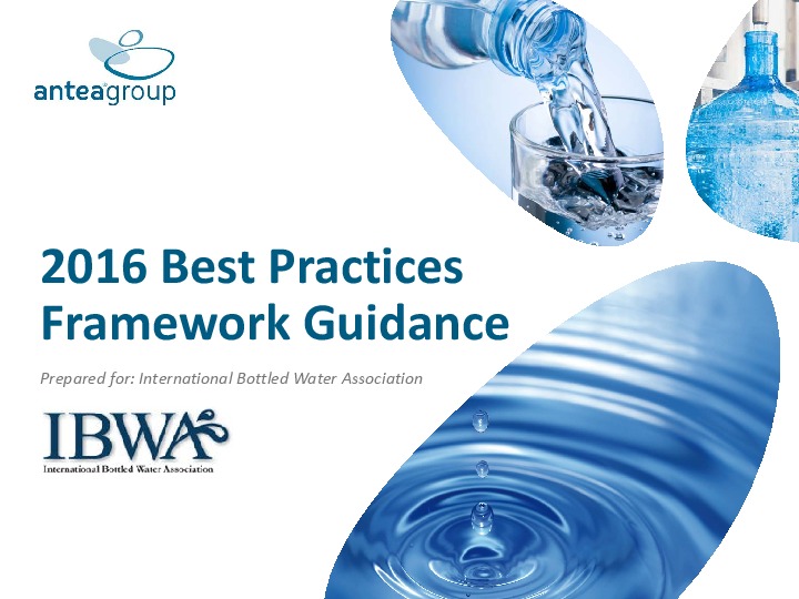 Bottled Water Industry 'Best Practices' Guidance