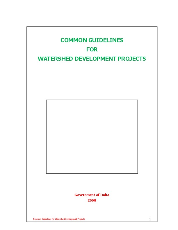 Common guidelines for watershed development project 