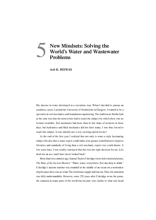 New Mindsets: Solving the World’s Water and Wastewater Problems