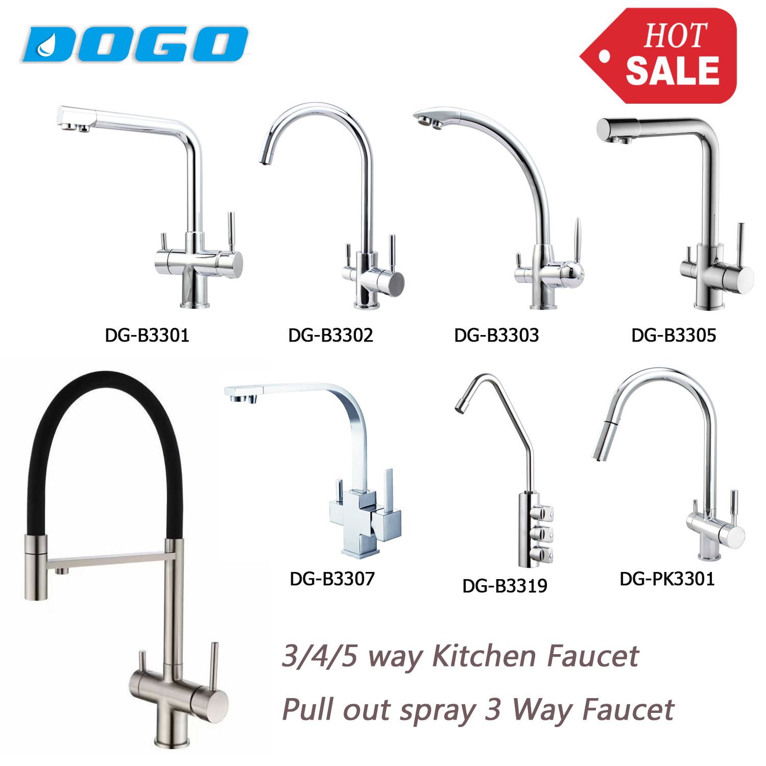 filtered water faucet, 3 way kitchen faucet, 4 way faucet, 5 way faucet, 3-in-1 kitchen tap, RO water tap