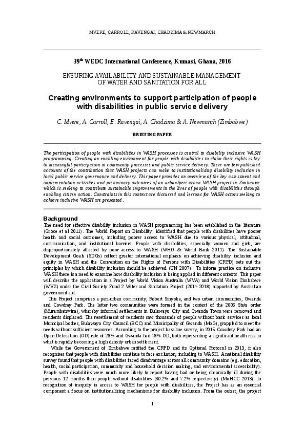 Creating environments for participation of people with disabilities in public service delivery