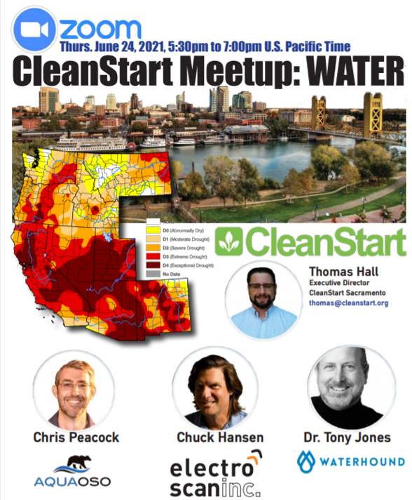 CleanStart Sacramento&#039;s monthly MeetUp will focus on Water is month. I have been invited to be part of the panel with Aquaoso and ElectroScan --...