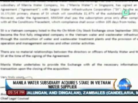 Manila Water buys equity in Vietnam's Saigon Water