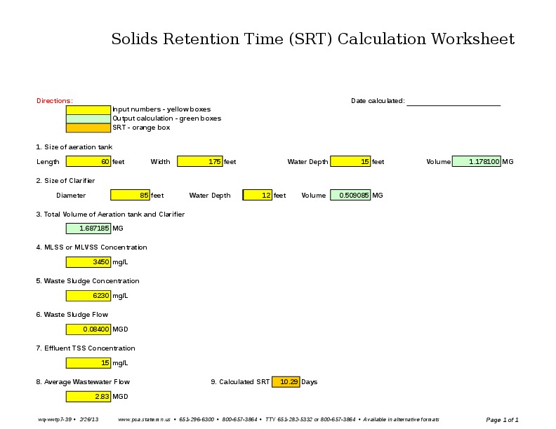 Hello Friends Doing Good ahh! I am Sending a excel spread sheet for the calculation of Solid Retention Time for Aeration Tank. Please let me kno...