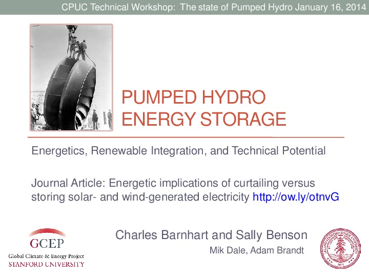 Pumped Hydro Energy Storage - 2014
