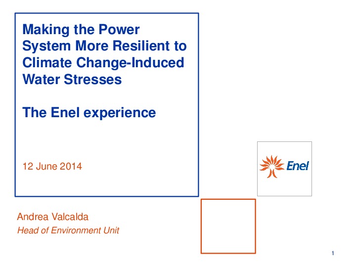 Making The Power System More Resilient To Climate Change Induced Water Stresses - 2014