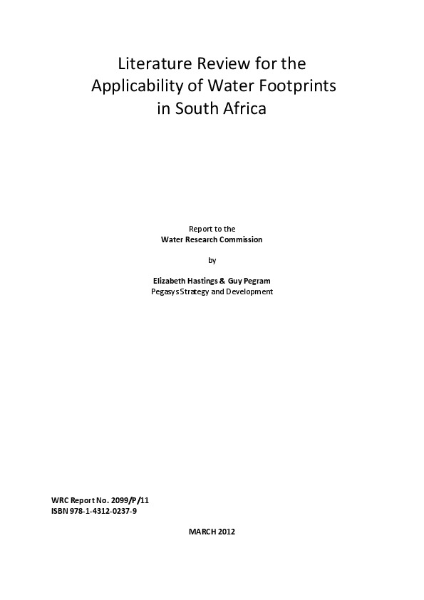 Literature Review for the Applicability of Water Footprints in South Africa 