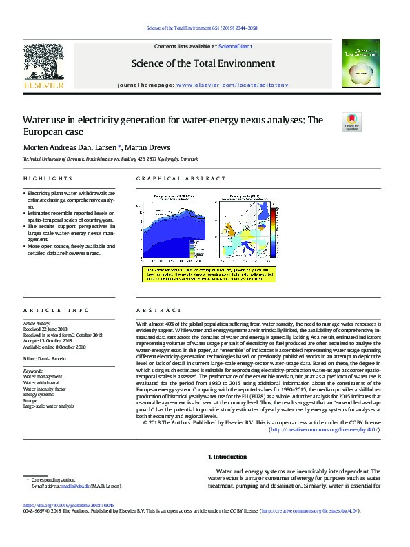 Water Use in Electricity Generation for Water-energy Nexus Analyses: The European Case
