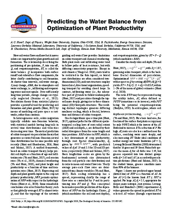 One of the most difficult problems in hydrology, and one of the most important, is to be able to predict as a function of input climate variable...