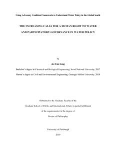 THE INCREASING CALLS FOR A HUMAN RIGHT TO WATER AND PARTICIPATORY GOVERNANCE IN WATER POLICY - D-Scholarship@Pitt