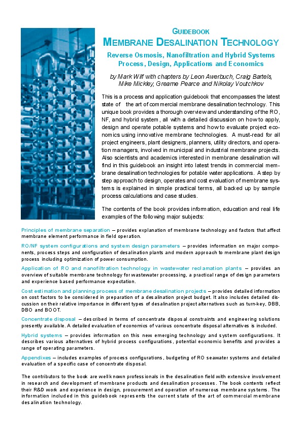 Guidebook to membrane  desalination technology