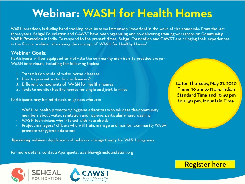 Webinar to equip participants to motivate the community members for practising proper WASH behaviours and deals with: 1. Transmission routes of ...