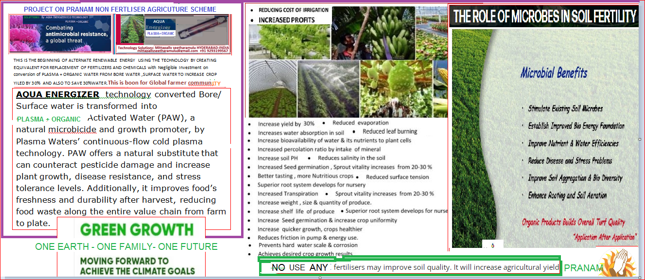 PLASMA+ ORGANIC CONVERTER for sustained Organic agriculture .[10:16, 20/02/2023] M Seetha Ramulu: Connect energizer to crop water feed line pipe...