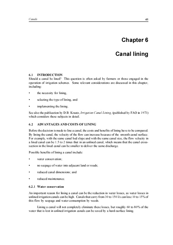 Chapter 6 Canal lining