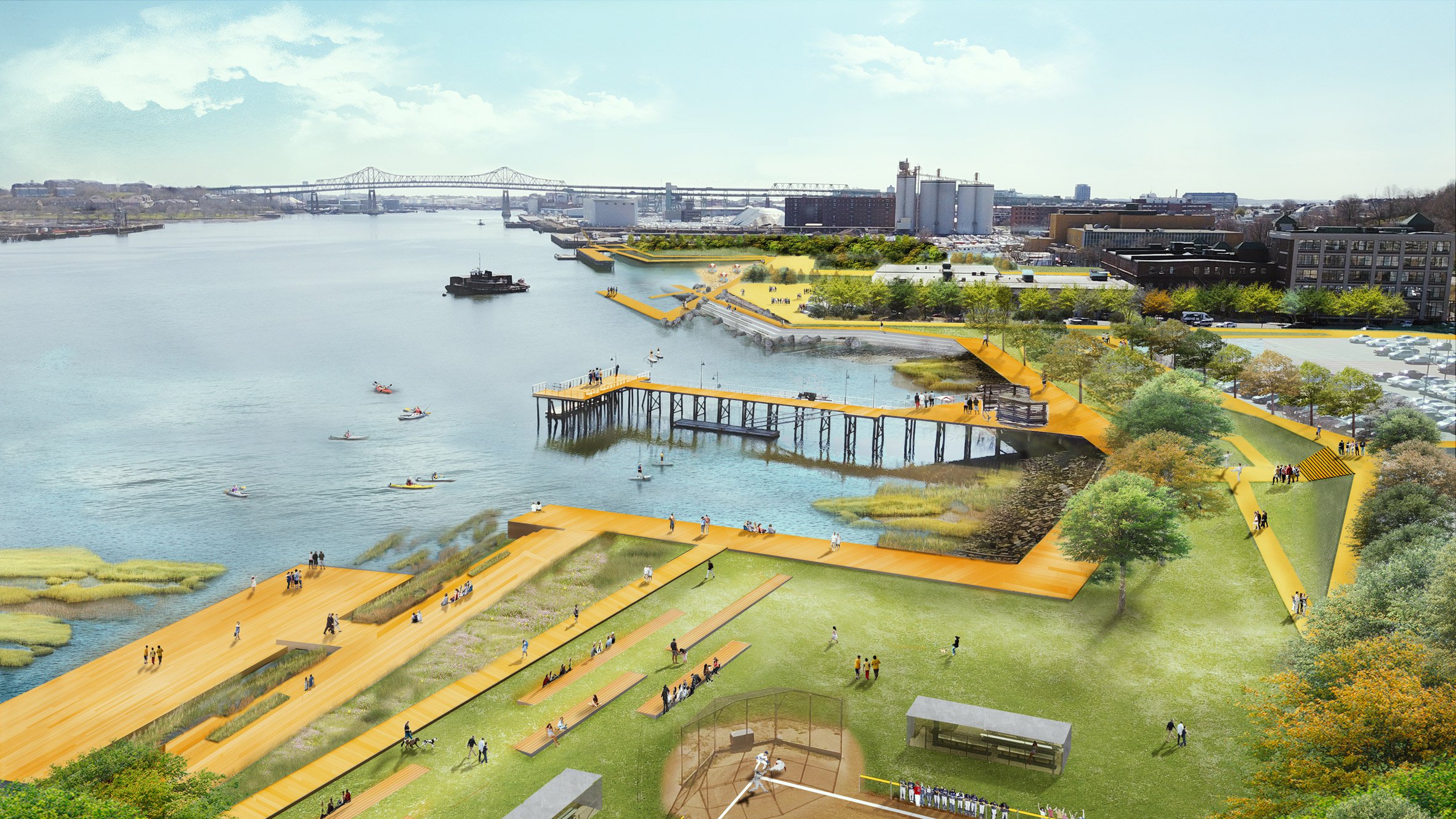 Boston Responds to Climate Change with Elevated Parks and Flood Barriers